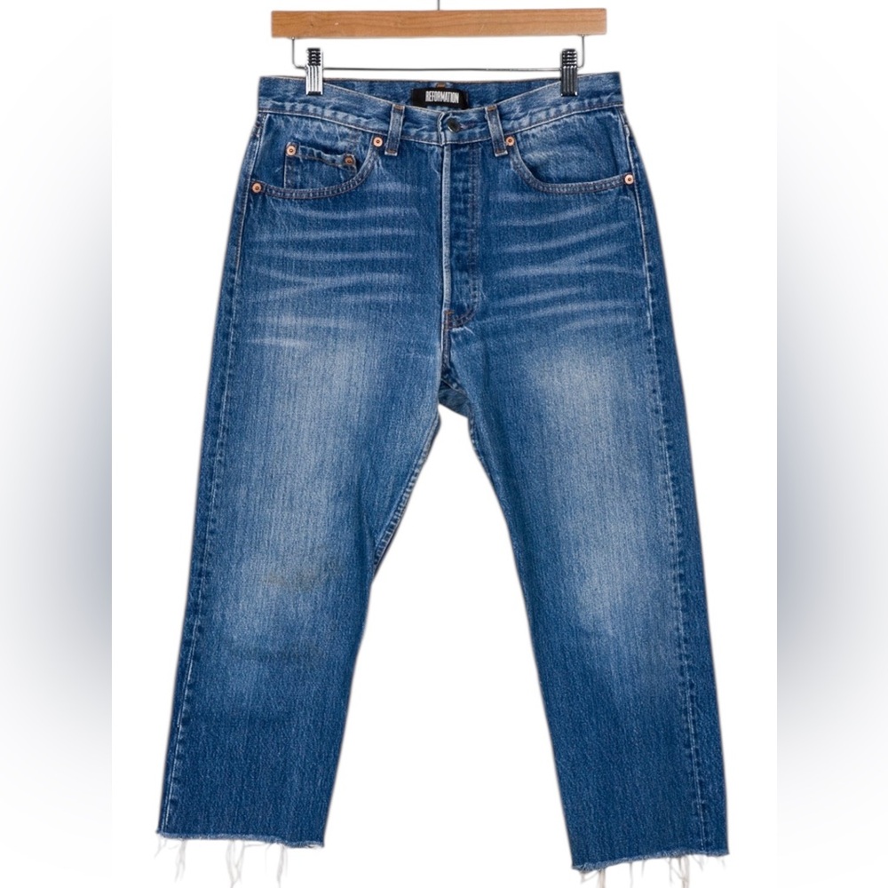 Reformation Women's Straight Leg Blue Jeans size 30 women’s cropped